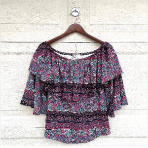 VaVa by Joy Han Vintage (80's) Off-the-Shoulder Ruffle Top, Small